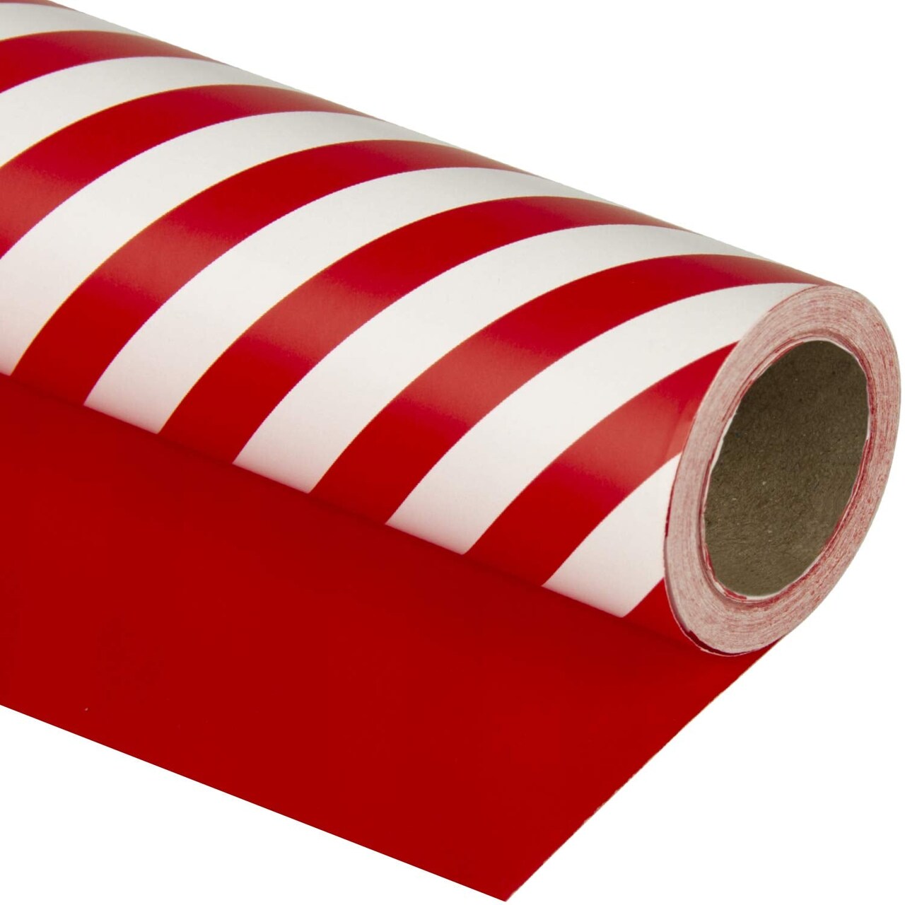 Reversible Wrapping Paper - Mini Roll - 17 Inch x 33 Feet - Red and Stripes Design for Christmas, Birthday, Holiday, Wedding, Baby Shower